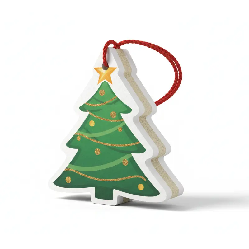 Máy làm mát không khí cây thông Noel treo trên tay nắm cửa trong cảnh nhà nghỉ