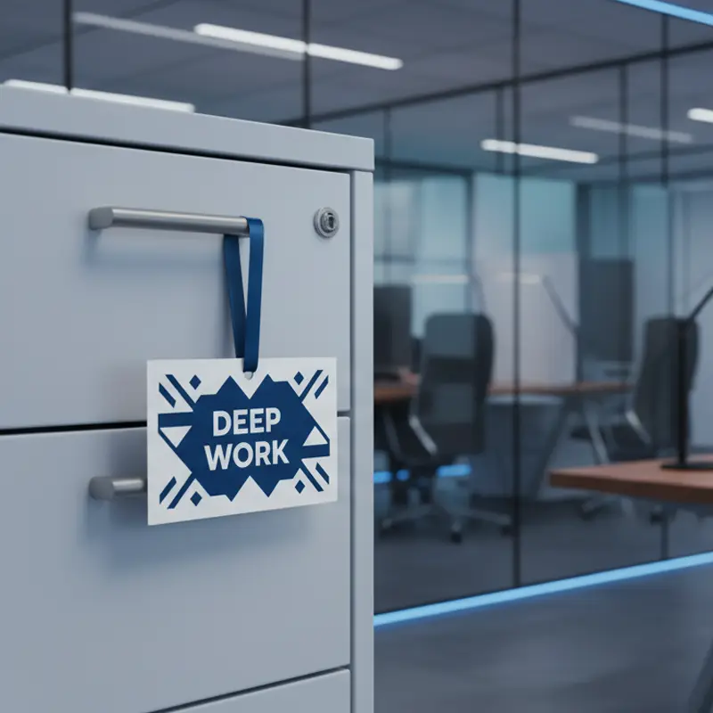 Deep Work treo máy làm mát không khí bằng giấy trong môi trường văn phòng công ty