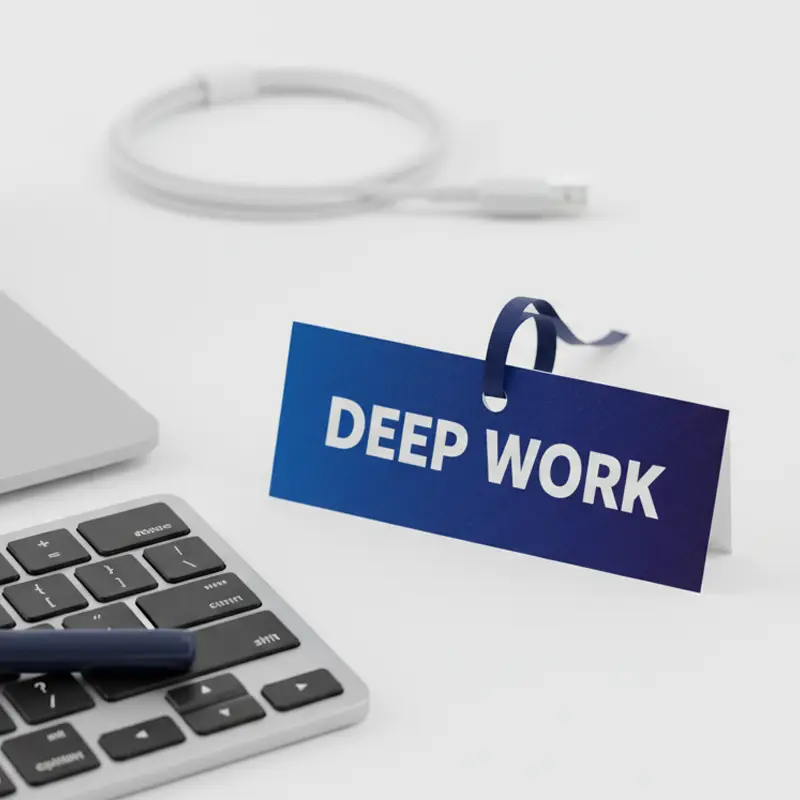 Máy làm mát không khí giấy Deep Work trưng bày trên bàn văn phòng hiện đại
