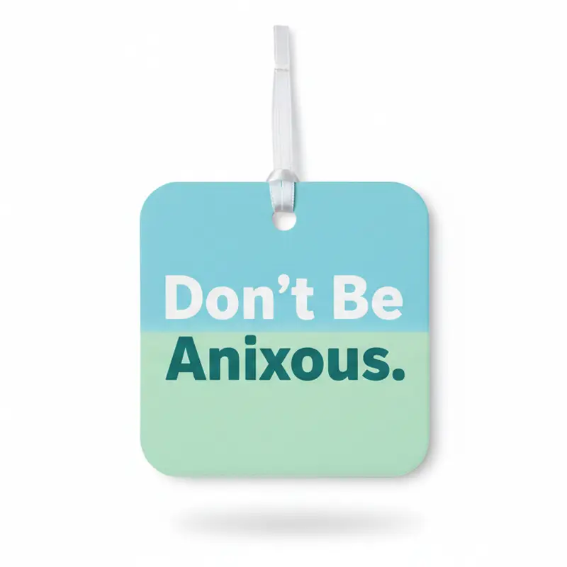 Máy làm mát không khí bằng giấy vuông với tông màu xanh lam được in bằng Don't Be Anxiious