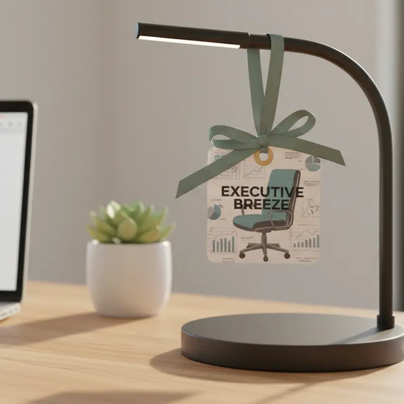 Máy làm mát không khí treo Executive Breeze được trưng bày trên đèn bàn trong văn phòng