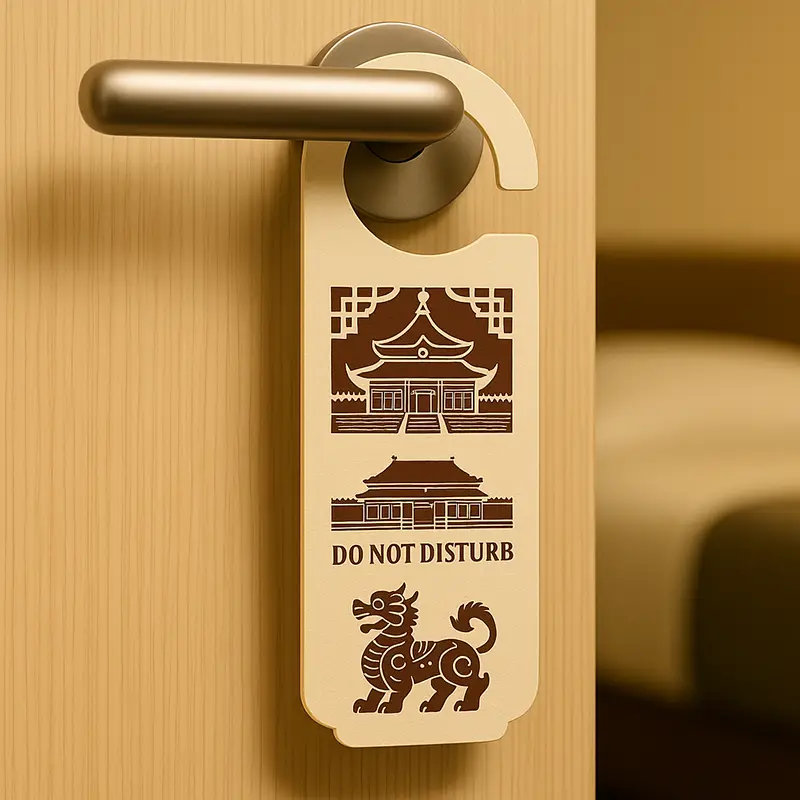 Móc treo Do Not Disturb với thiết kế phương Đông treo trên cửa phòng khách sạn