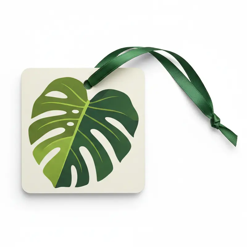 Máy làm mát không khí bằng giấy lá Monstera trên nền trắng