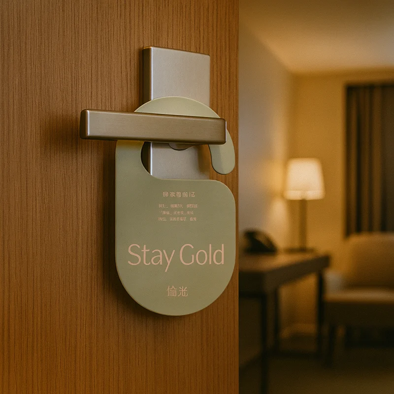 Máy làm mát không khí treo Stay Gold trưng bày trên cửa khách sạn với hương thơm nhẹ nhàng